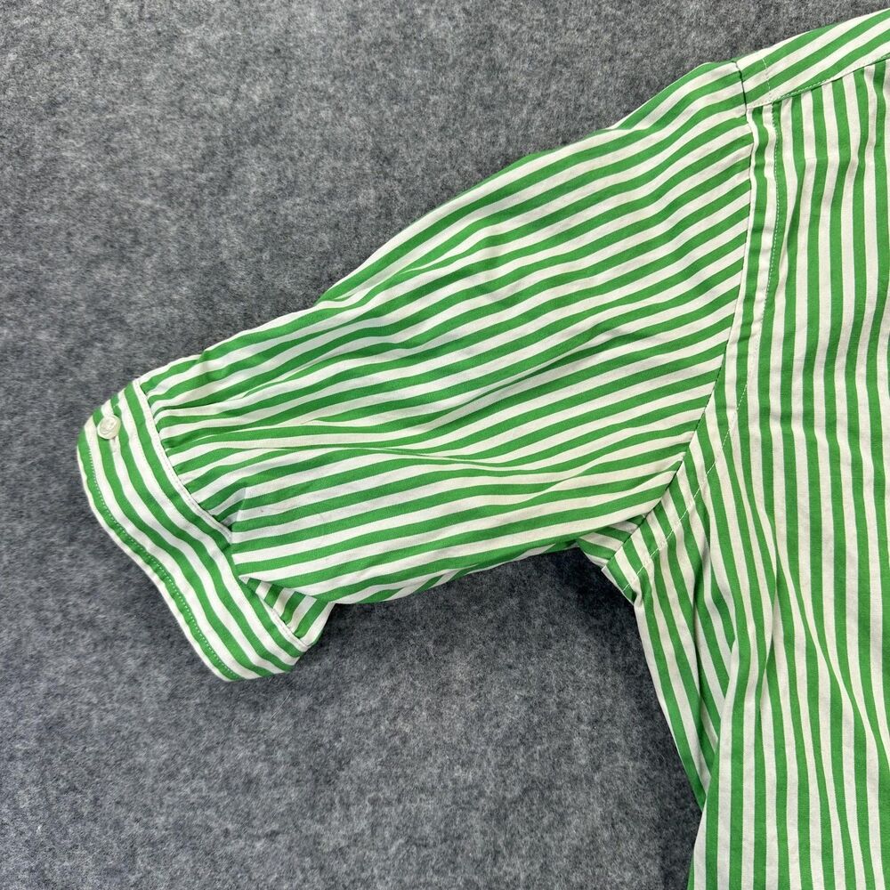 Ralph Lauren Sport Shirt Womens 4 Green Stripe Short Sleeve Button Front Casual - Picture 5 of 10